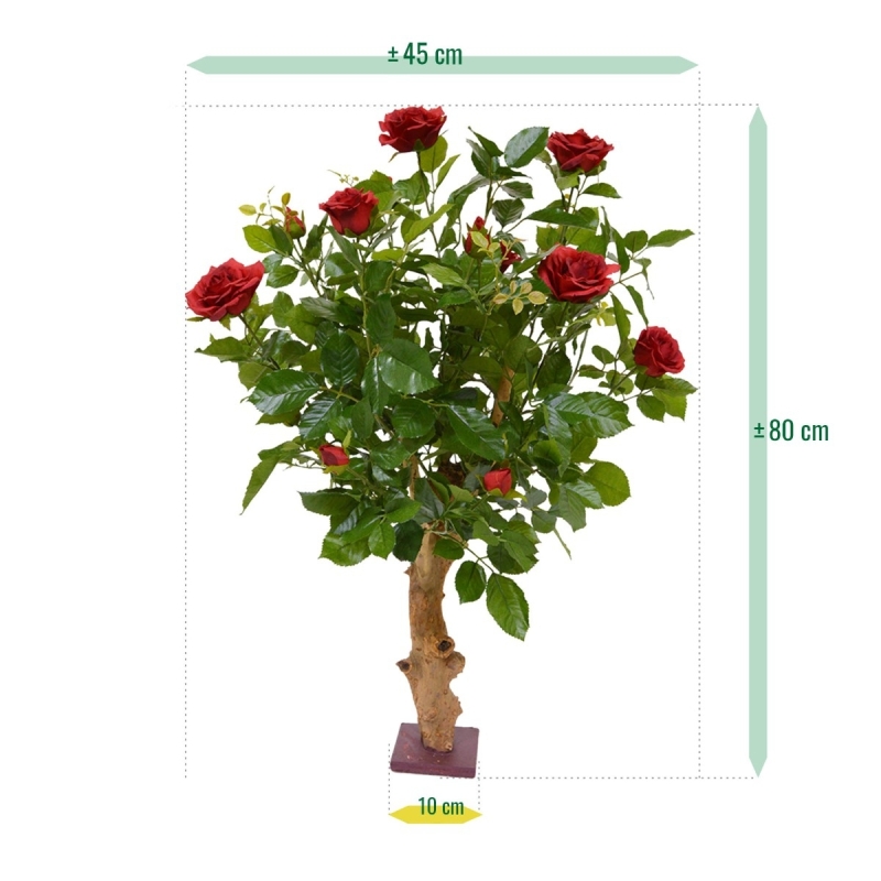 Rosa artificiale su stelo 75 cm - rosso