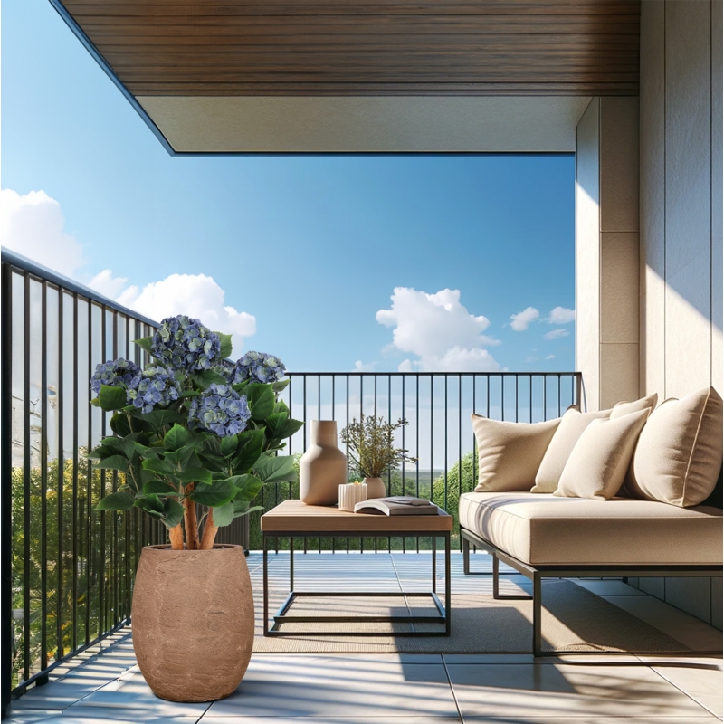 Ortensia Artificiale UV Deluxe 65cm Blu