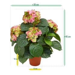 Pianta artificiale di ortensia deluxe 45 cm - rosa