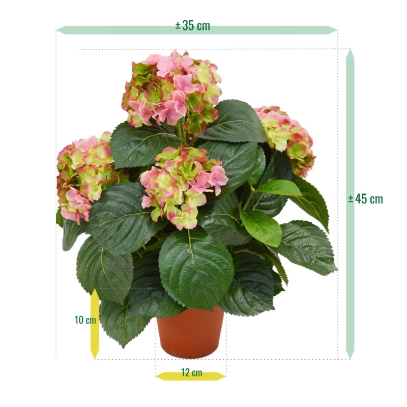 Pianta artificiale di ortensia deluxe 45 cm - rosa