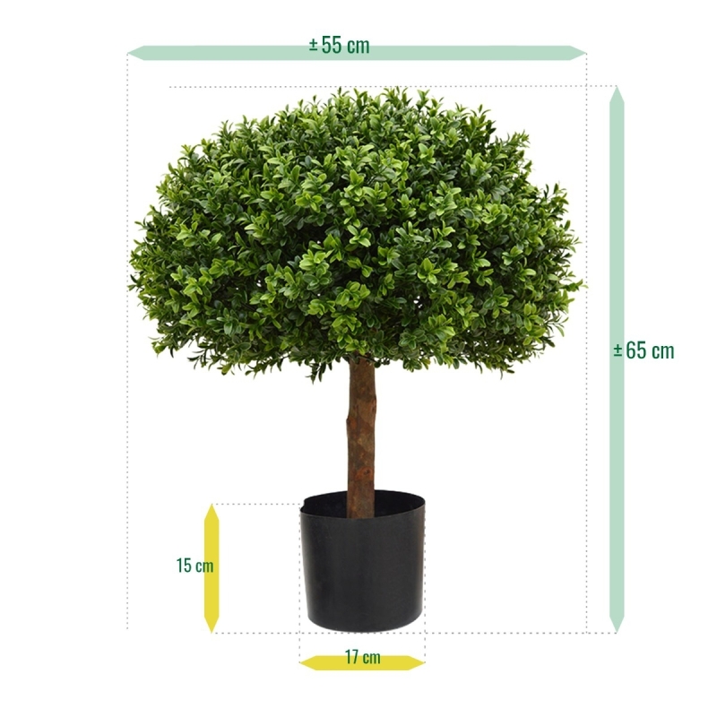 Pianta artificiale di bosso a mezza sfera 60 cm - resistente ai raggi UV