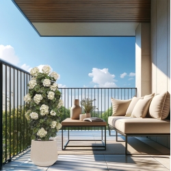 Geranio artificiale a colonna 120cm UV Crema