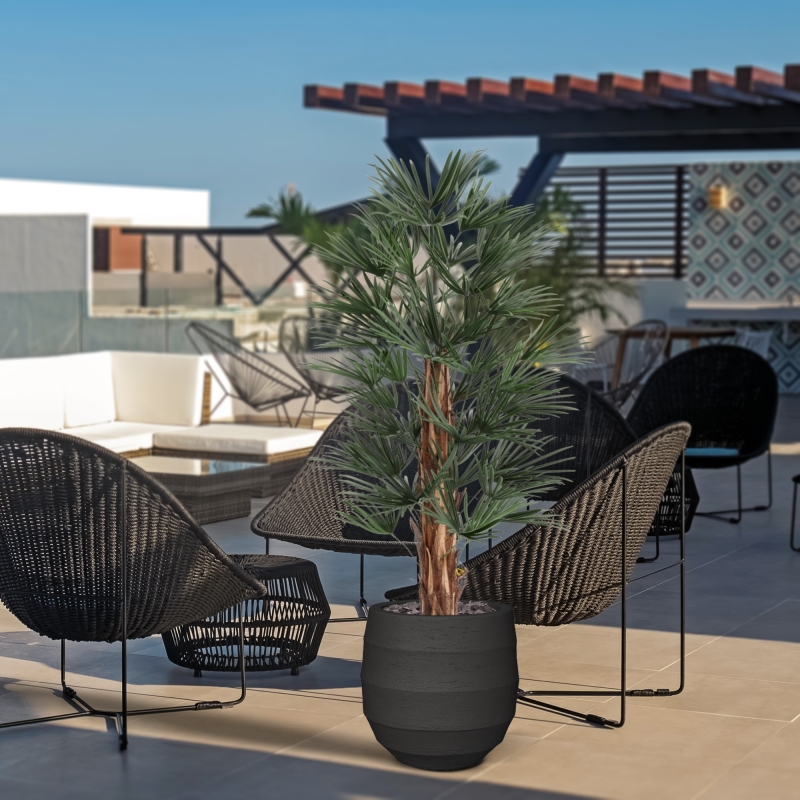 Artificiale Raphis Palma 125cm UV in vaso