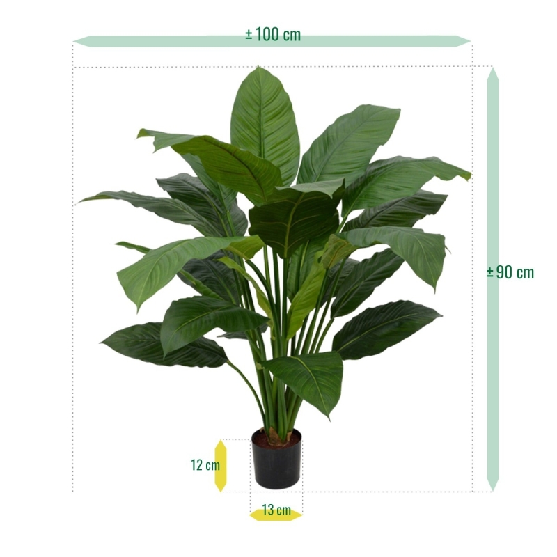 Pianta artificiale Spathiphyllum King 100cm - verde