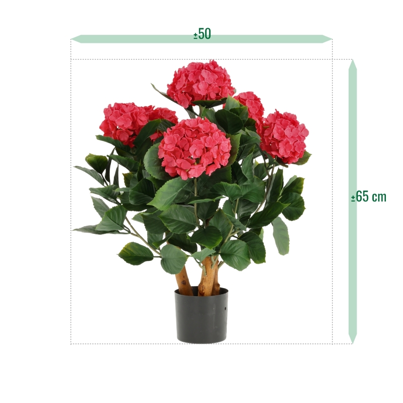 Ortensia Artificiale UV Deluxe 65cm Cerise
