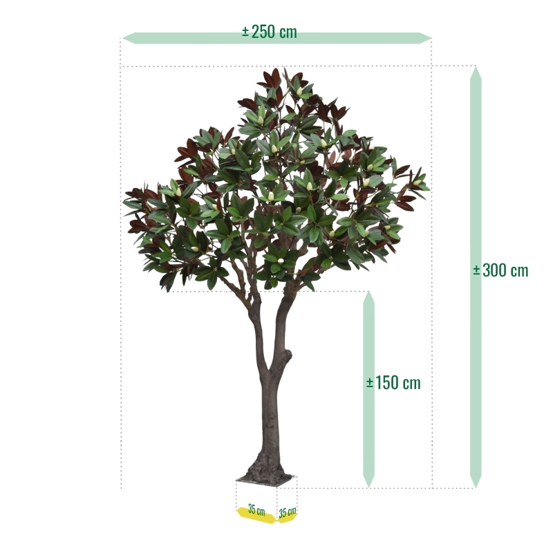 Albero artificiale Magnolia XL 300 cm su base