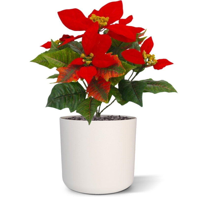 Pianta artificiale Poinsettia 25cm - rosso