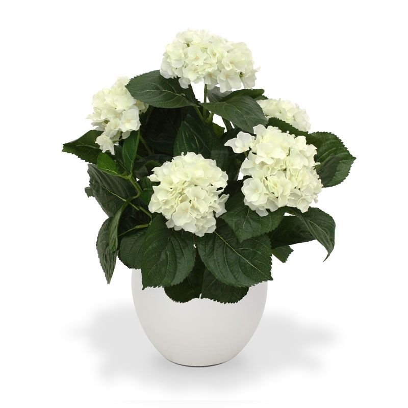 Pianta artificiale di ortensia deluxe 45 cm - crema