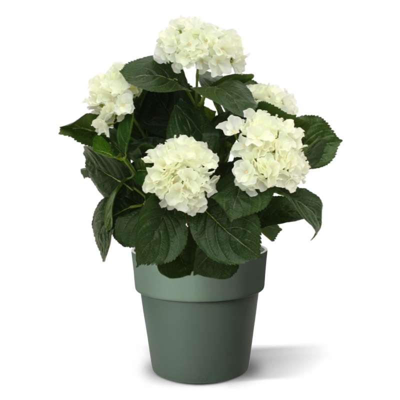 Pianta artificiale di ortensia deluxe 45 cm - crema