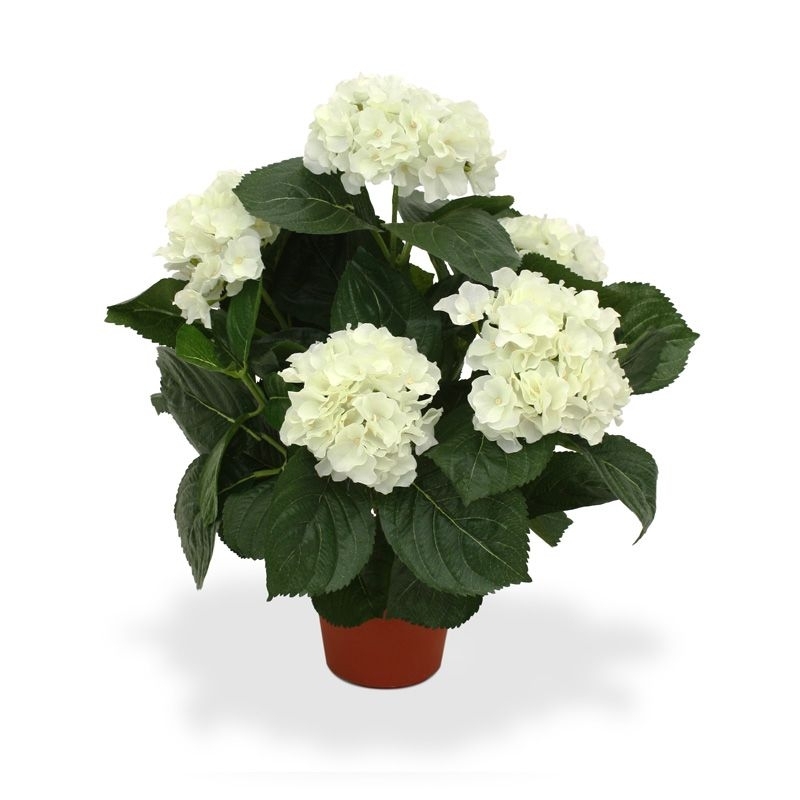 Pianta artificiale di ortensia deluxe 45 cm - crema