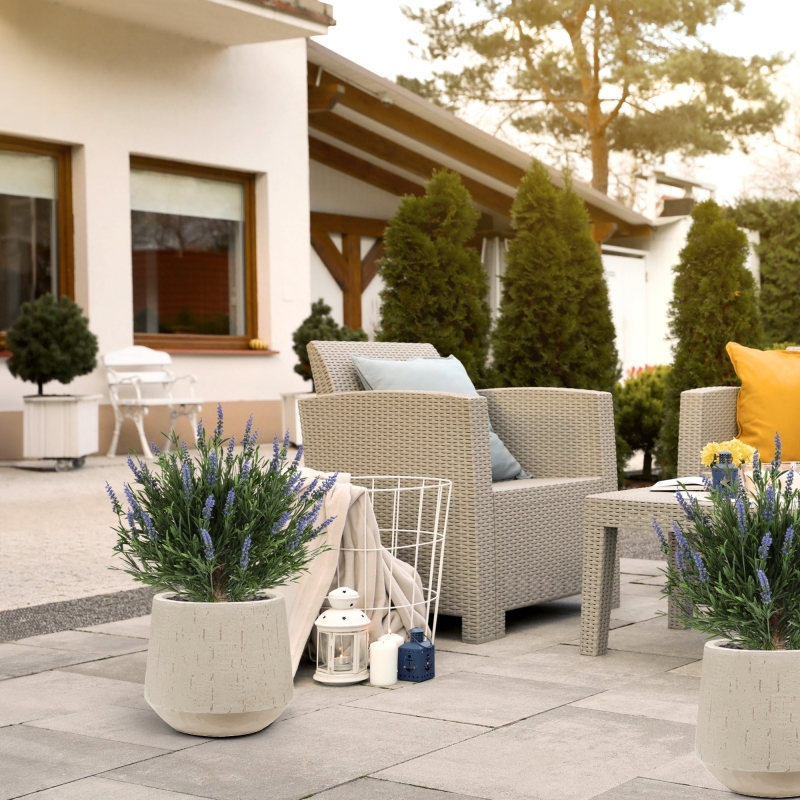 Artificiale Lavanda Sfera UV Blu 60cm in vaso