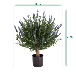 Artificiale Lavanda Sfera UV Blu 60cm in vaso