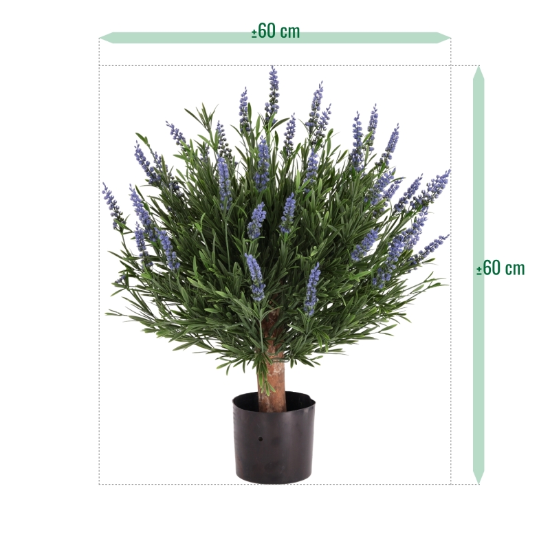 Artificiale Lavanda Sfera UV Blu 60cm in vaso