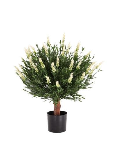 Artificiale Lavanda Sfera UV Bianco 60cm in vaso