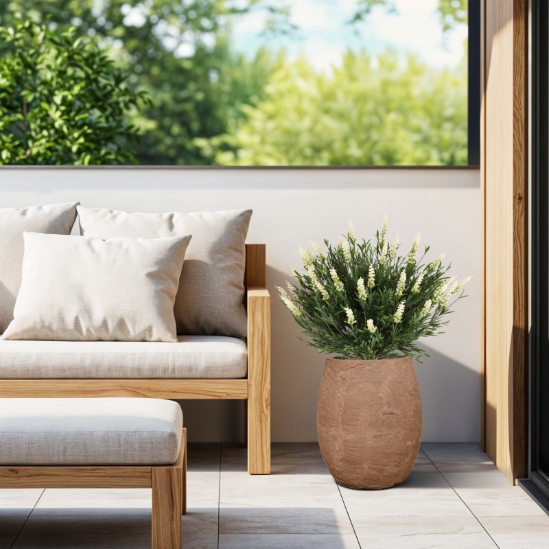 Artificiale Lavanda Sfera UV Bianco 60cm in vaso