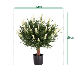 Artificiale Lavanda Sfera UV Bianco 60cm in vaso