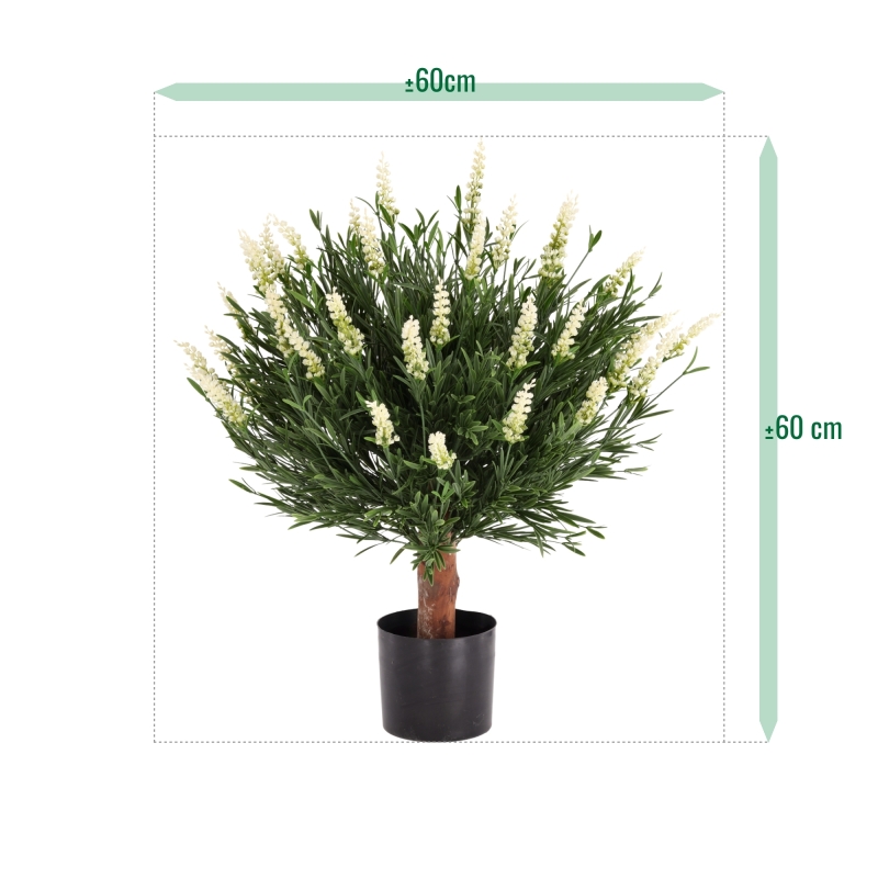 Artificiale Lavanda Sfera UV Bianco 60cm in vaso