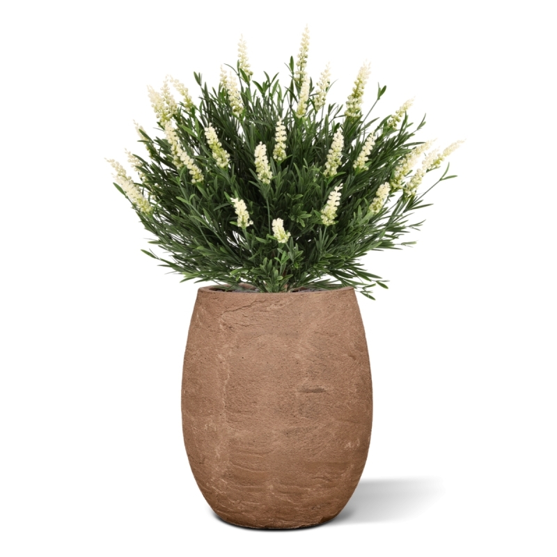 Artificiale Lavanda Sfera UV Bianco 60cm in vaso