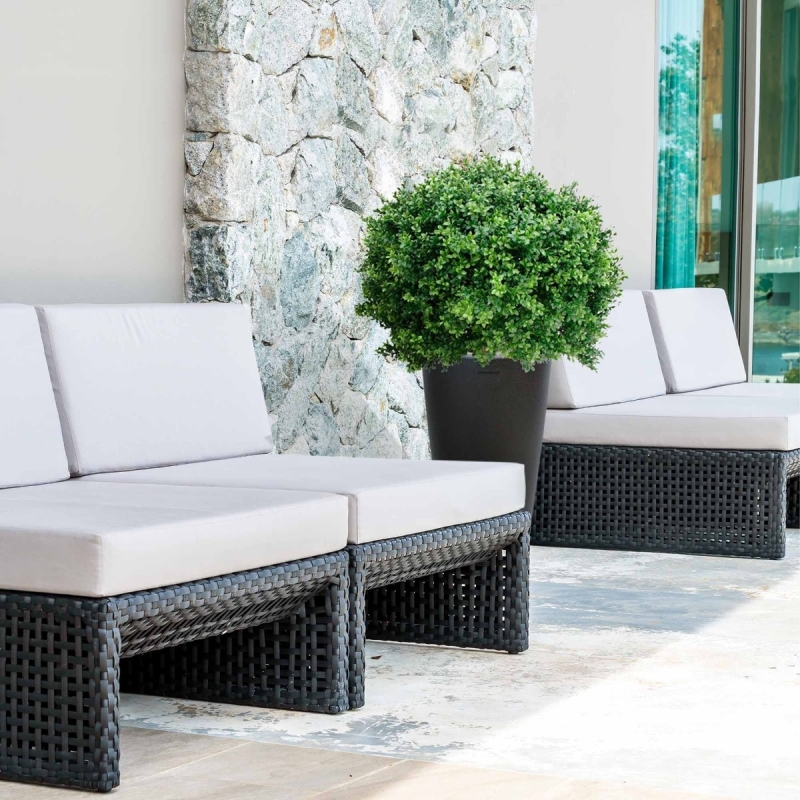 Pianta artificiale di bosso bulbosa deluxe da 80 cm - resistente ai raggi UV