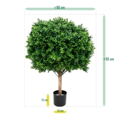 Pianta artificiale di bosso bulbosa deluxe da 80 cm - resistente ai raggi UV