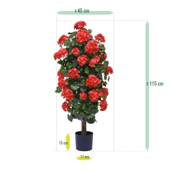 Geranio artificiale a colonna 120cm UV rosso