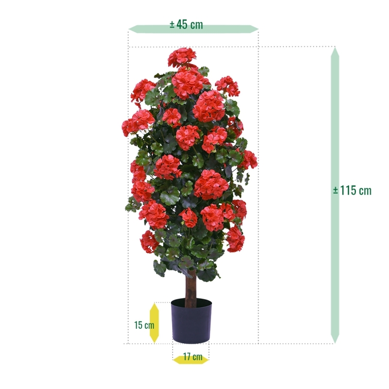 Geranio artificiale a colonna 120cm UV rosso