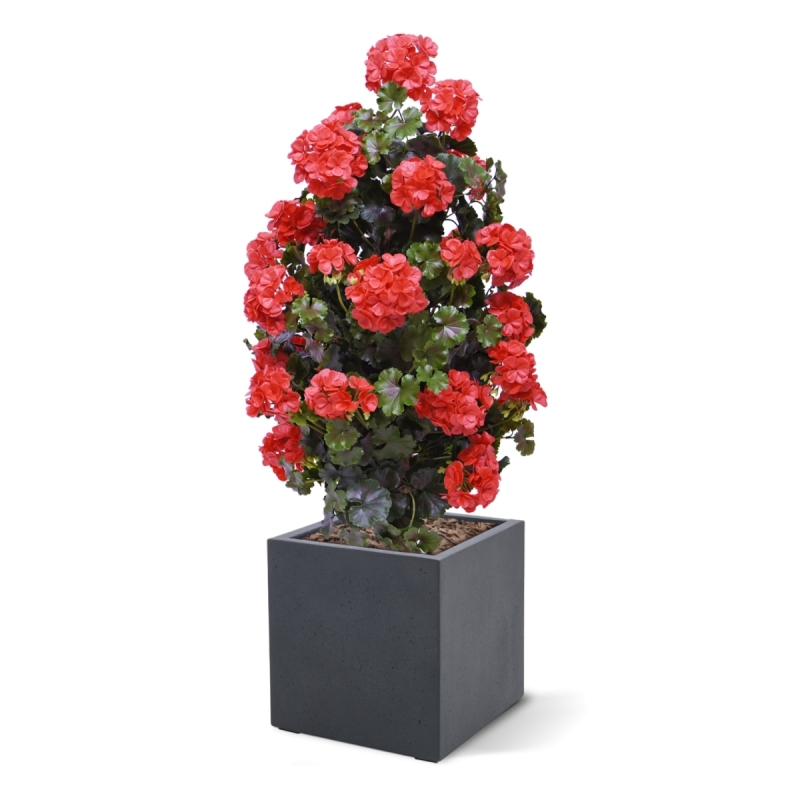 Geranio artificiale piramide 110cm pianta UV rosso