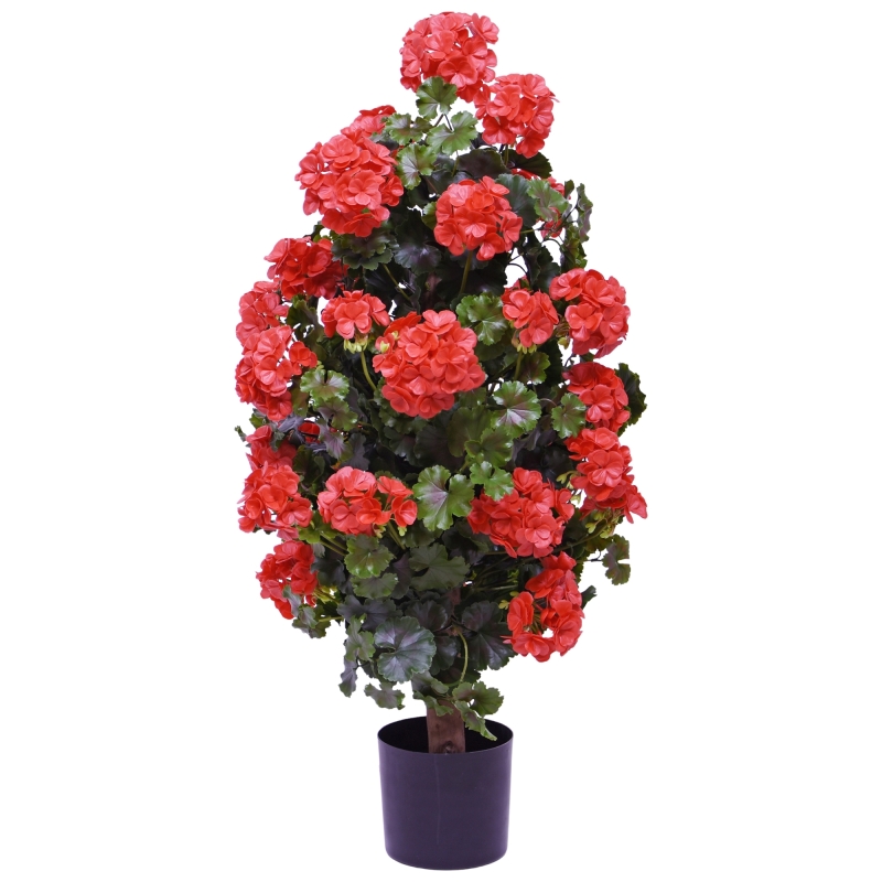 Geranio artificiale piramide 110cm pianta UV rosso