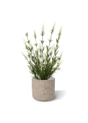 Pianta artificiale di lavanda 50cm in vaso - bianco - resistente ai raggi UV