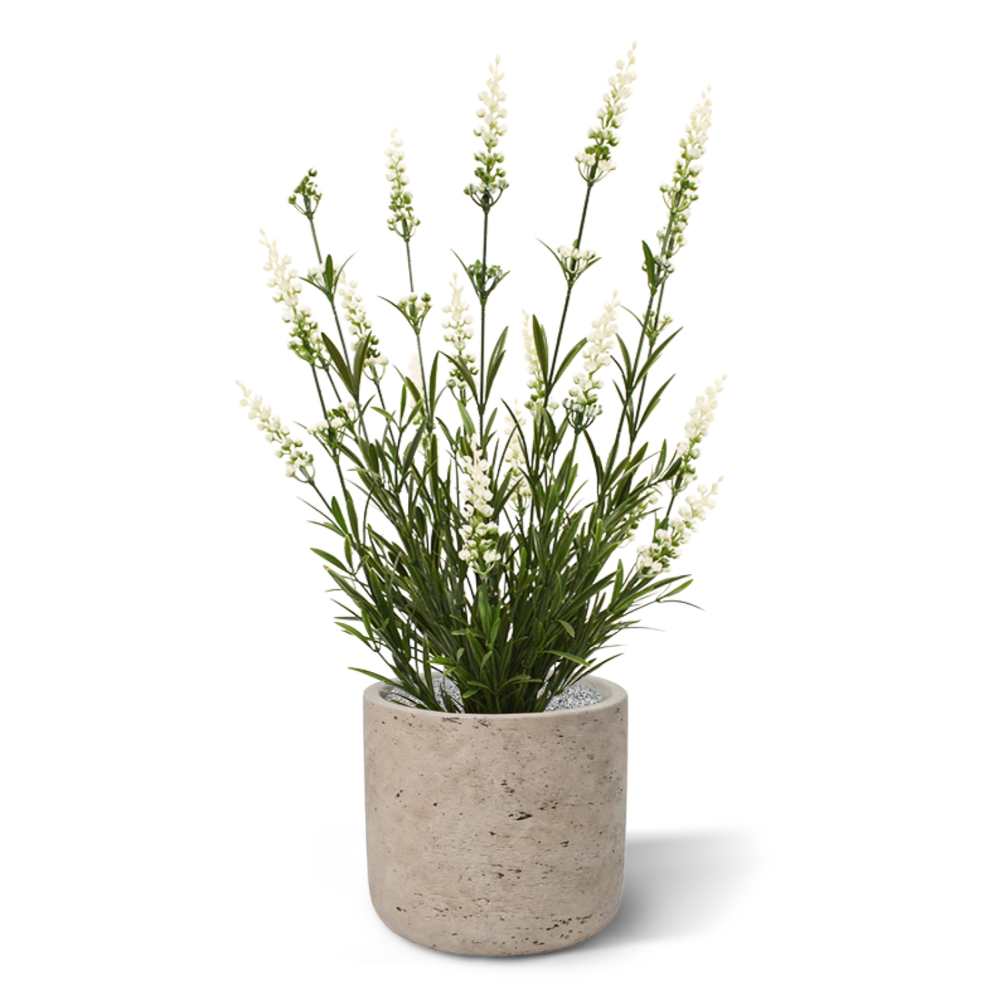 Pianta artificiale di lavanda 50cm in vaso - bianco - resistente ai raggi UV