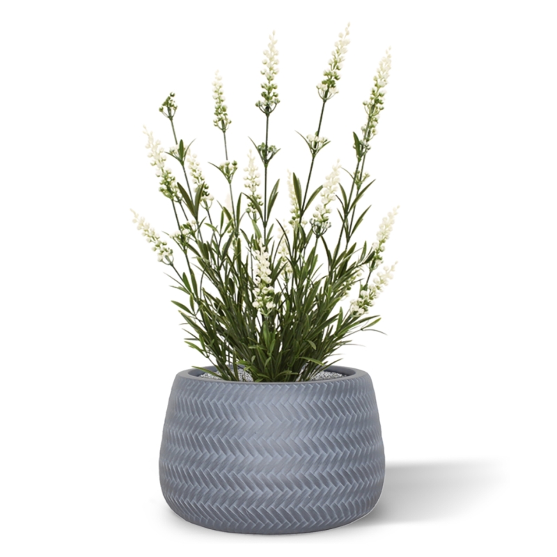 Pianta artificiale di lavanda 50cm in vaso - bianco - resistente ai raggi UV