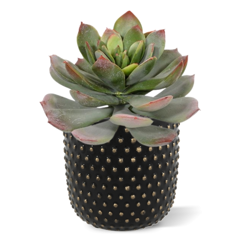 Bouquet artificiale di Echeveria 25 cm verde-rosso