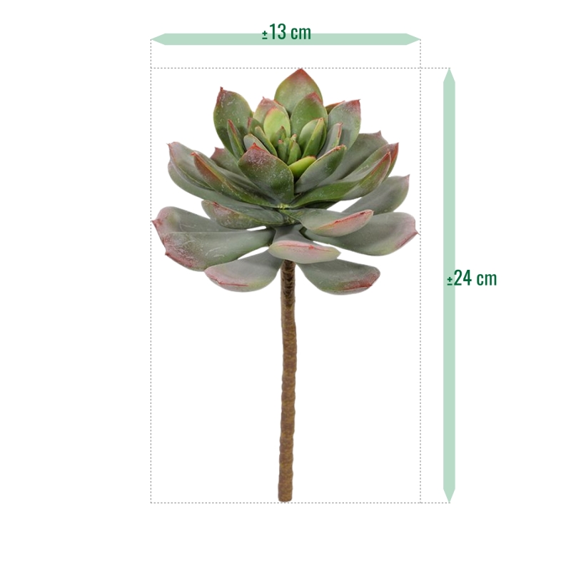 Bouquet artificiale di Echeveria 25 cm verde-rosso