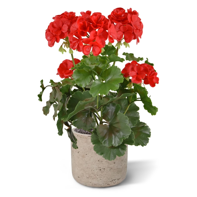 Geranio PL pianta artificiale 38cm - rosso - resistente ai raggi UV