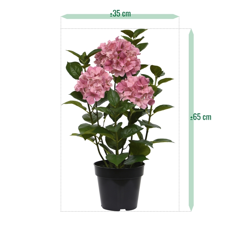 Ortensia Pianta artificiale in vaso 65cm Rosa