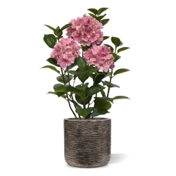 Ortensia Pianta artificiale in vaso 65cm Rosa