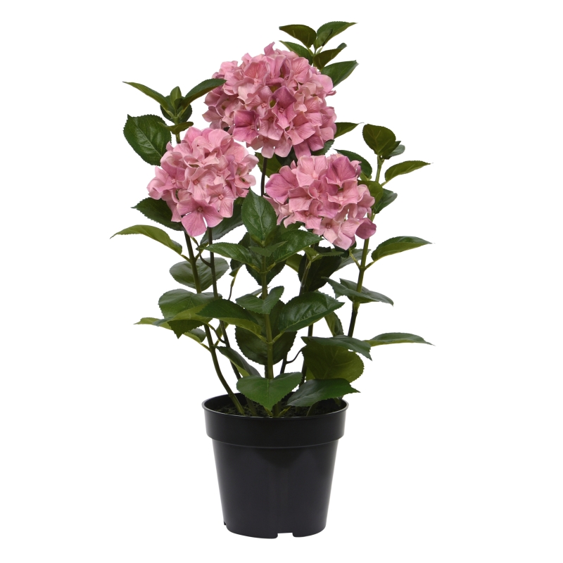 Ortensia Pianta artificiale in vaso 65cm Rosa