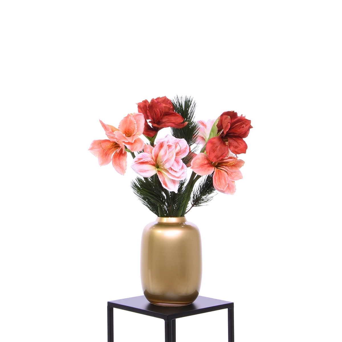 Bouquet Artificiale Legato a Mano Amaryllis Christmas