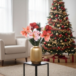 Bouquet Artificiale Legato a Mano Amaryllis Christmas