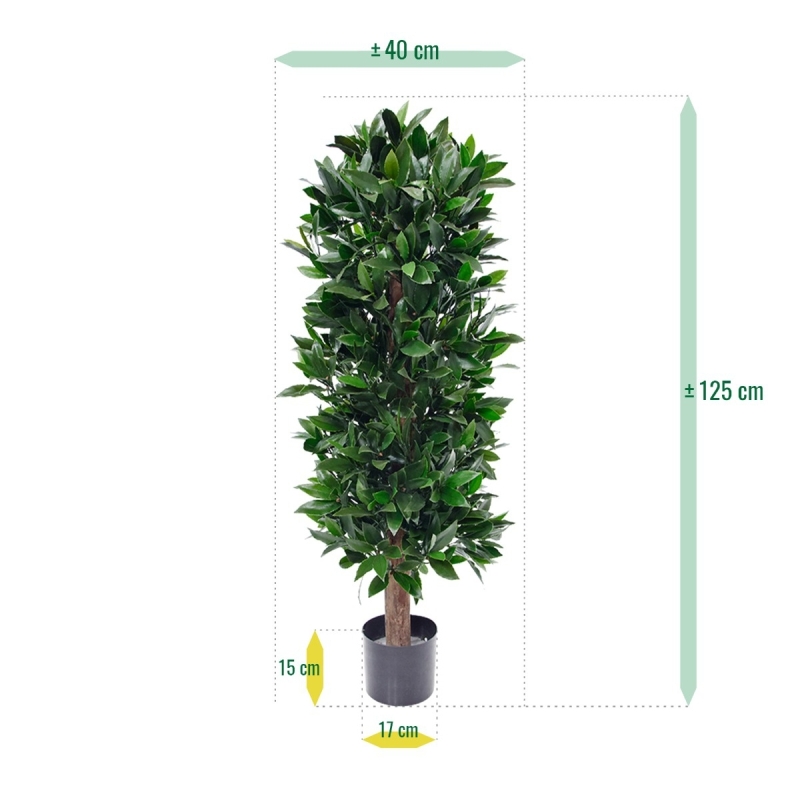Pianta artificiale a colonna di alloro 125 cm - resistente ai raggi UV