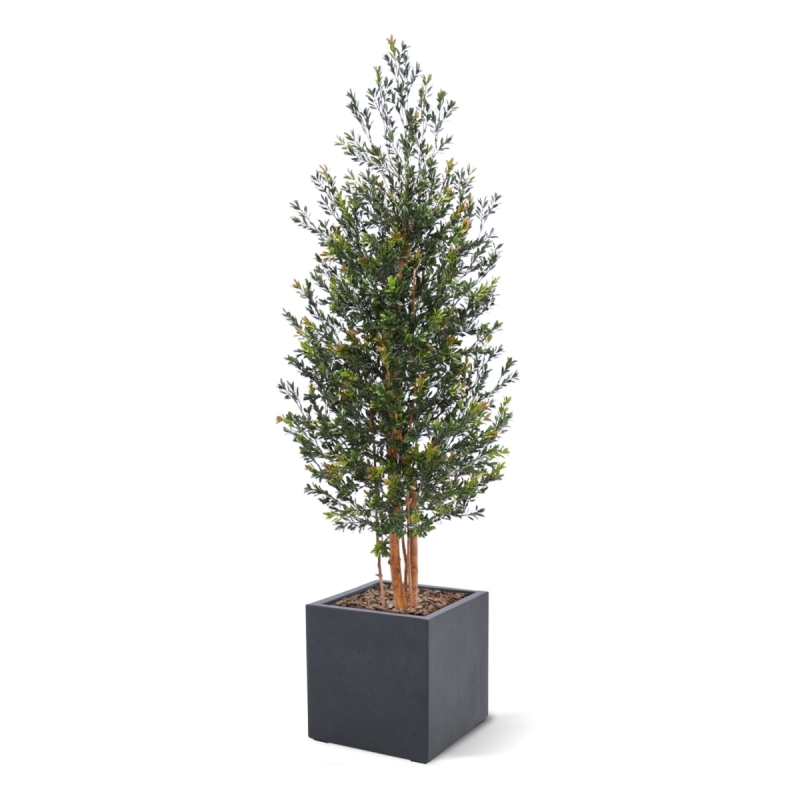 Pianta di bosso artificiale da siepe 165cm verde-rosso