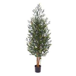 Pianta di bosso artificiale da siepe 165cm verde-rosso