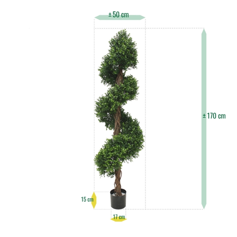 Bosso pianta artificiale a spirale deluxe 170 cm - resistente ai raggi UV