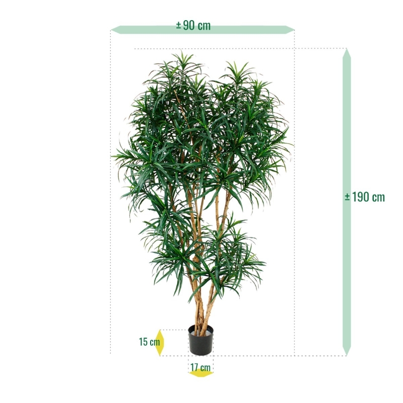 Draceana Reflexa XL albero artificiale 190 cm - verde