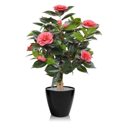 Pianta artificiale di camelia su base 65 cm - rosa
