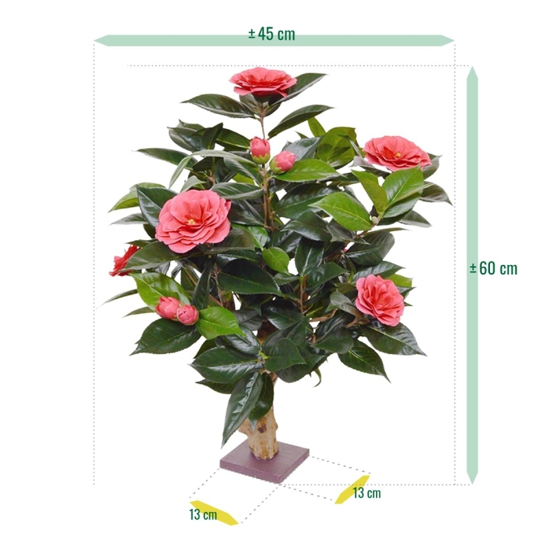 Pianta artificiale di camelia su base 65 cm - rosa