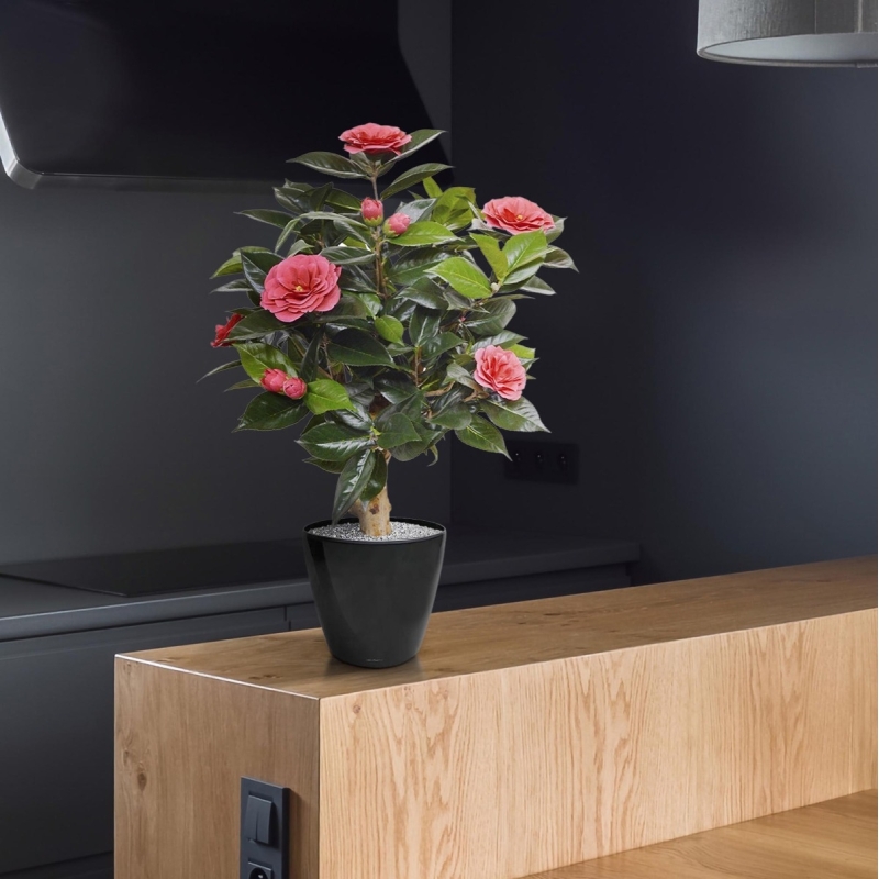 Pianta artificiale di camelia su base 65 cm - rosa