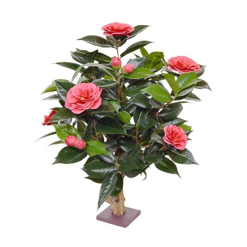 Pianta artificiale di camelia su base 65 cm - rosa