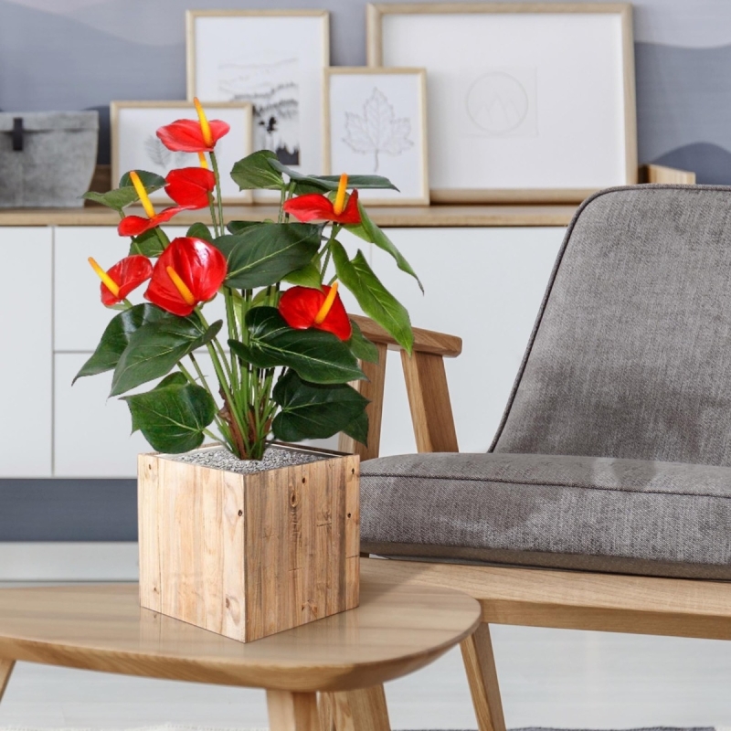 Pianta artificiale Anthurium deluxe 50 cm - rosso