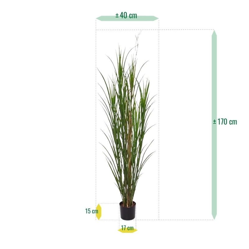 Pianta di erba artificiale Reed deluxe 165 cm - verde - resistente ai raggi UV